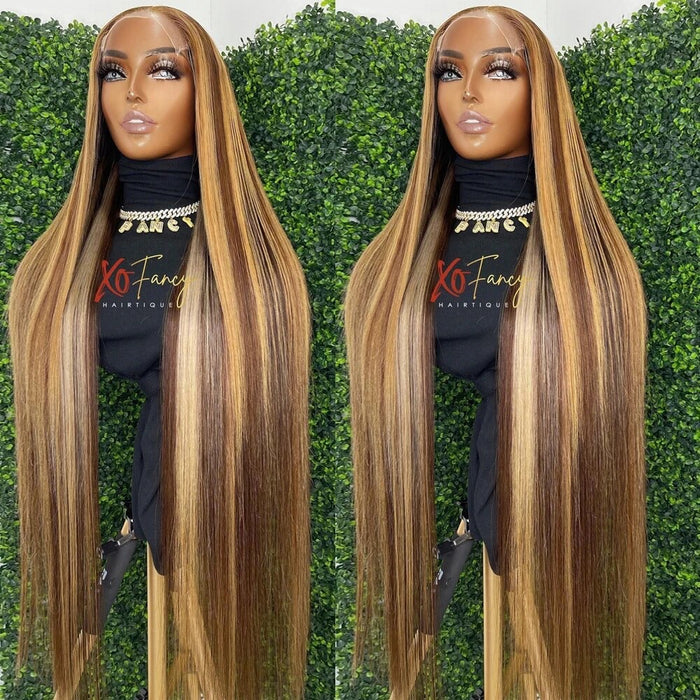 Highlight lace frontal human hair wig 13x4 180 Density Straight