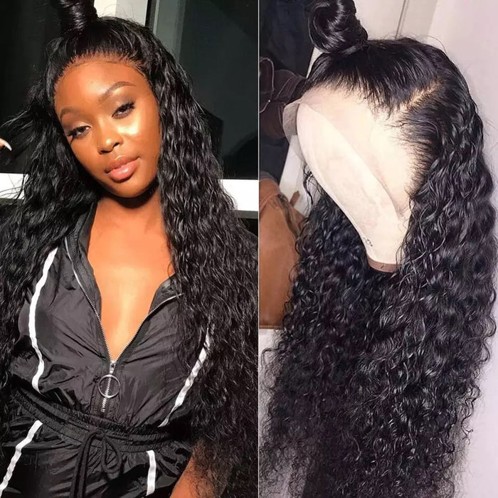 Deep wave Curly Front lace human hair 150% Density 4x4