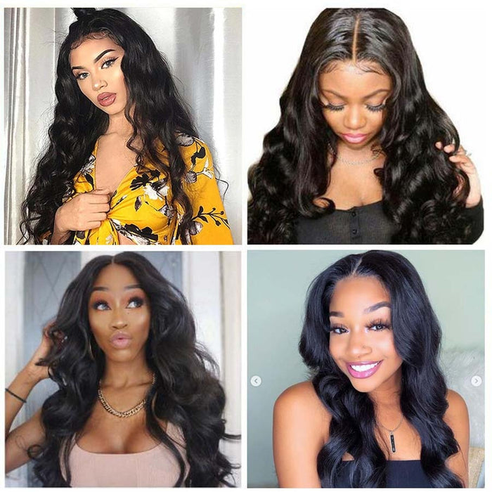 Closure Lace Front Human Hair Body Wave Wig 4x4
