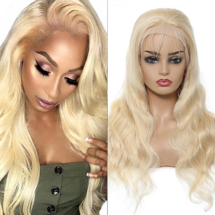 613 blonde body wave 13x1 lace human hair wig
