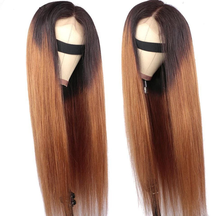4x4 Ombre honey blonde straight Wig Laced Front Human Hair Wigs 180% density